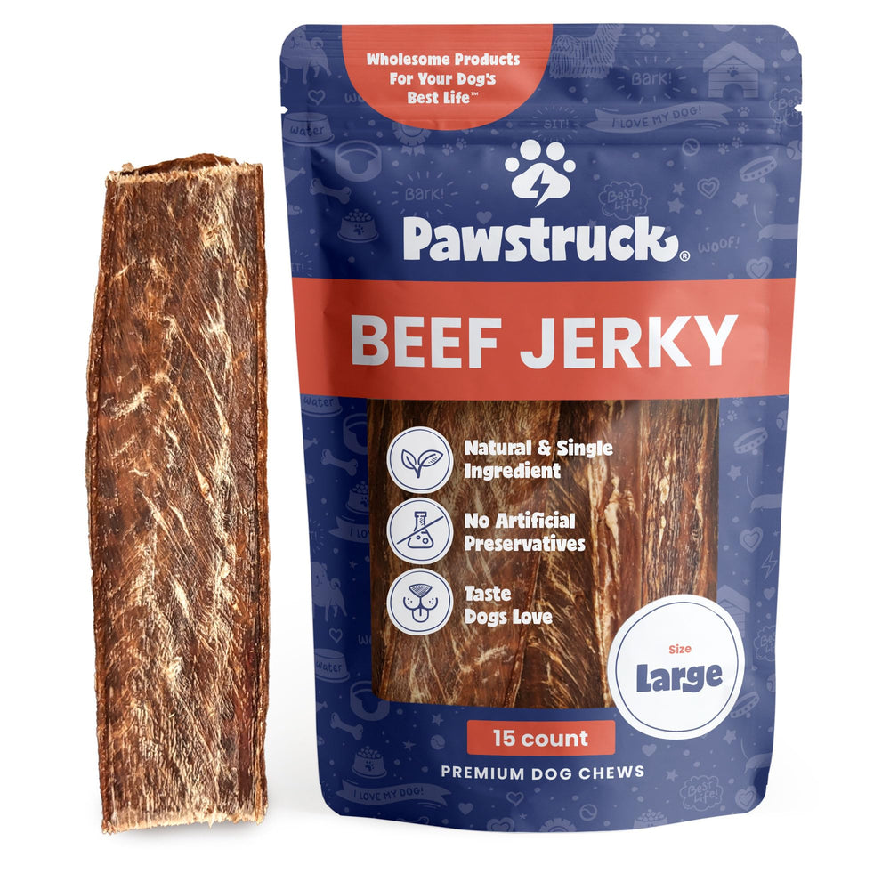 Pawstruck beef jerky dog treat strips 10-inch hero for long-lasting chew