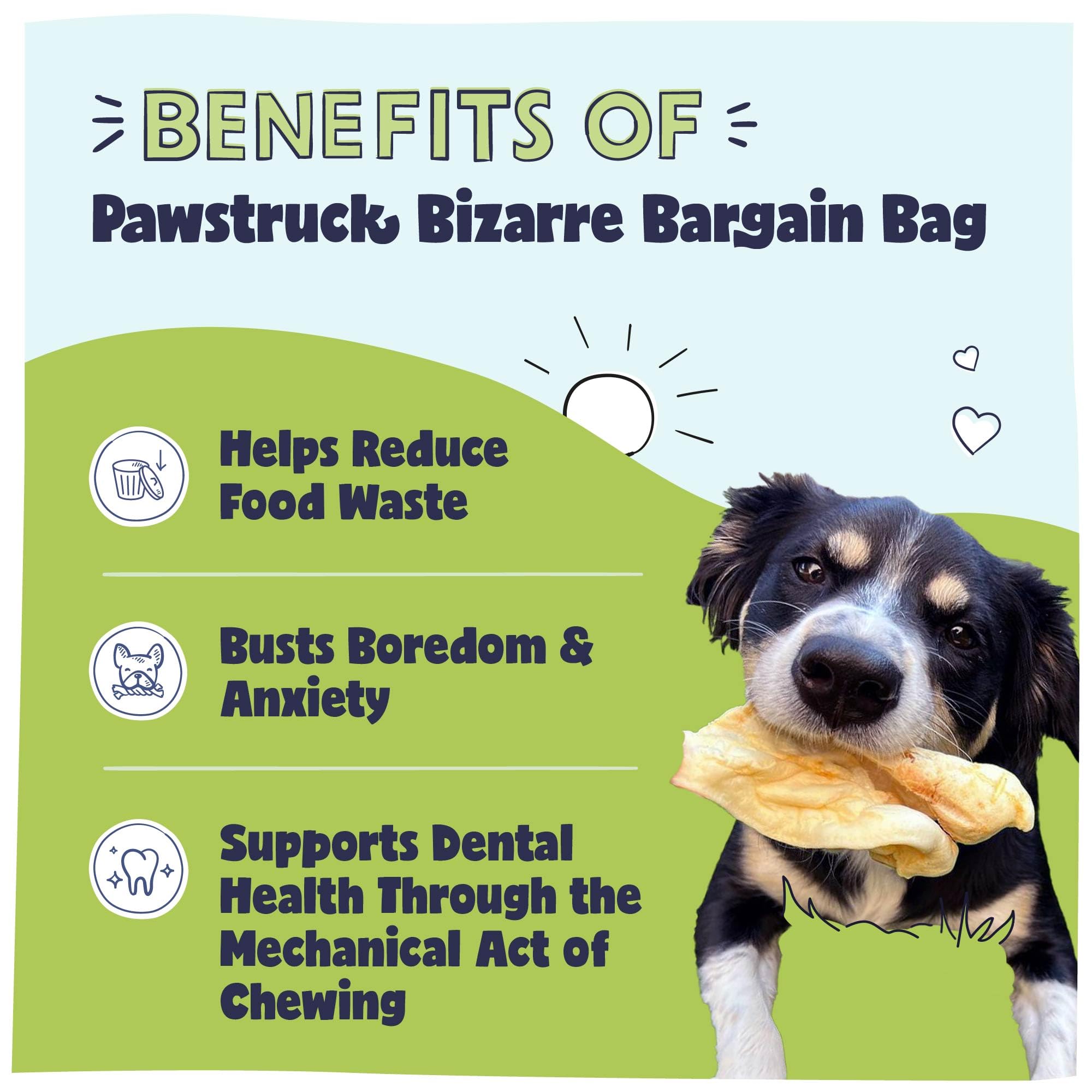 Pawstruck Bizarro Bolsa de Ofertas Extrañas: tiras de carne de res para masticadores