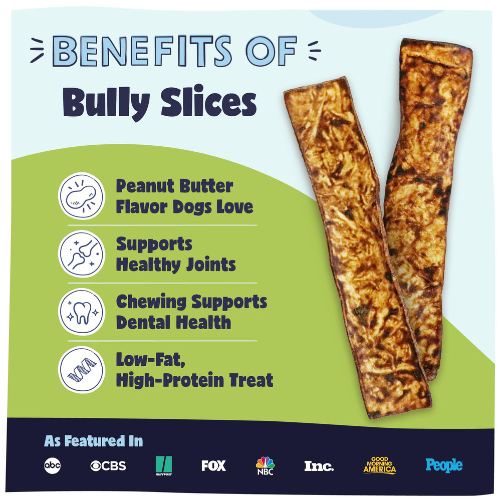 Pawstruck Bully Slices peanut-butter glaze tempts dogs with tasty flavor.