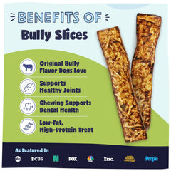 Pawstruck Bully Slices rawhide slice closeup demonstrates chewy texture for dogs.