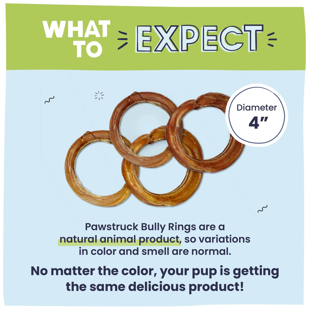 Pawstruck bully stick rings low odor chew for pleasant home sessions