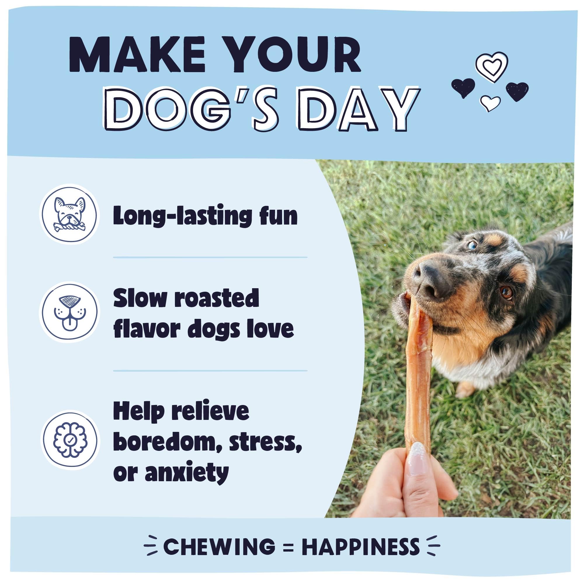 Pawstruck bully sticks stick by stick close up highlights rawhide free chewing