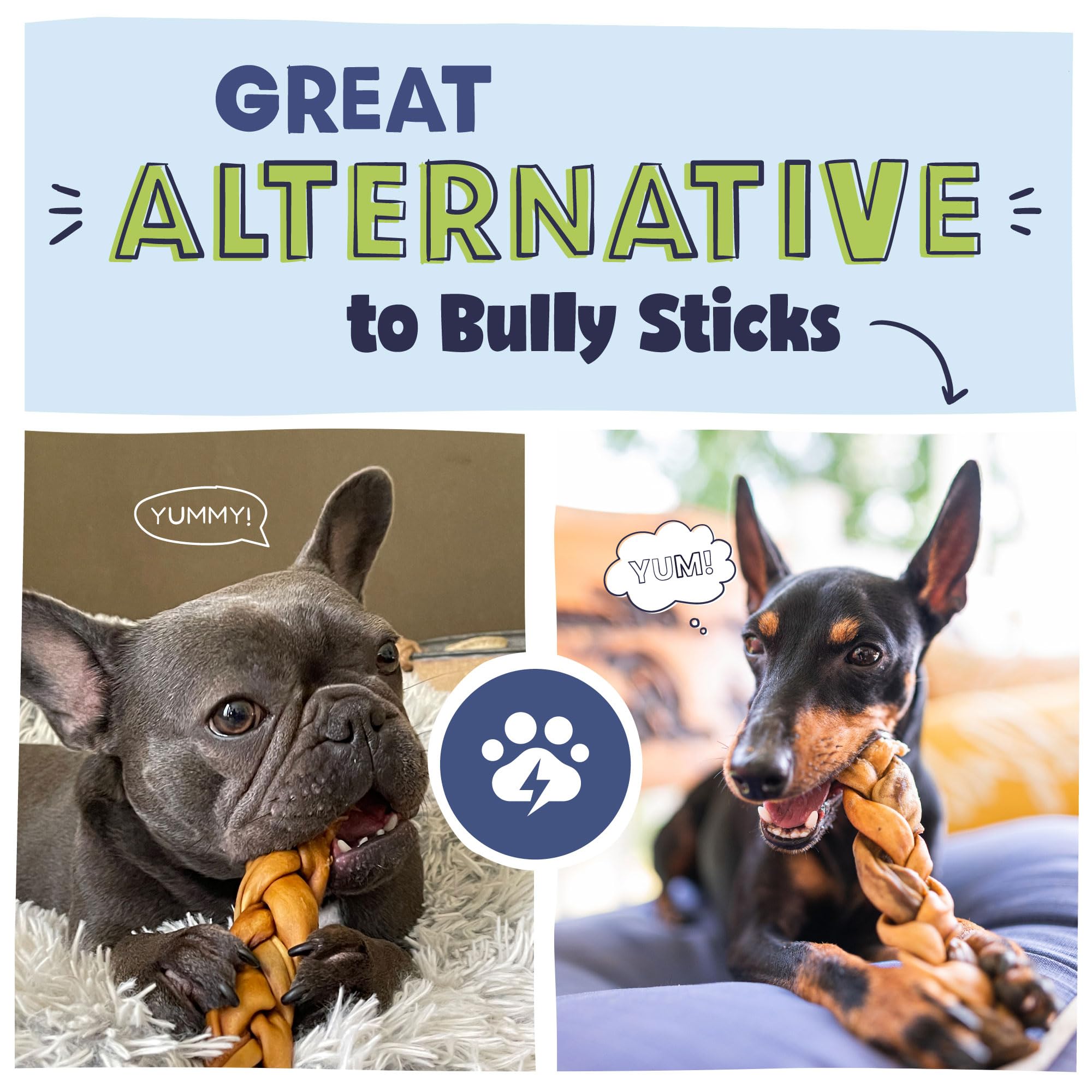Pawstruck collagen braids dog in action during a chew session.