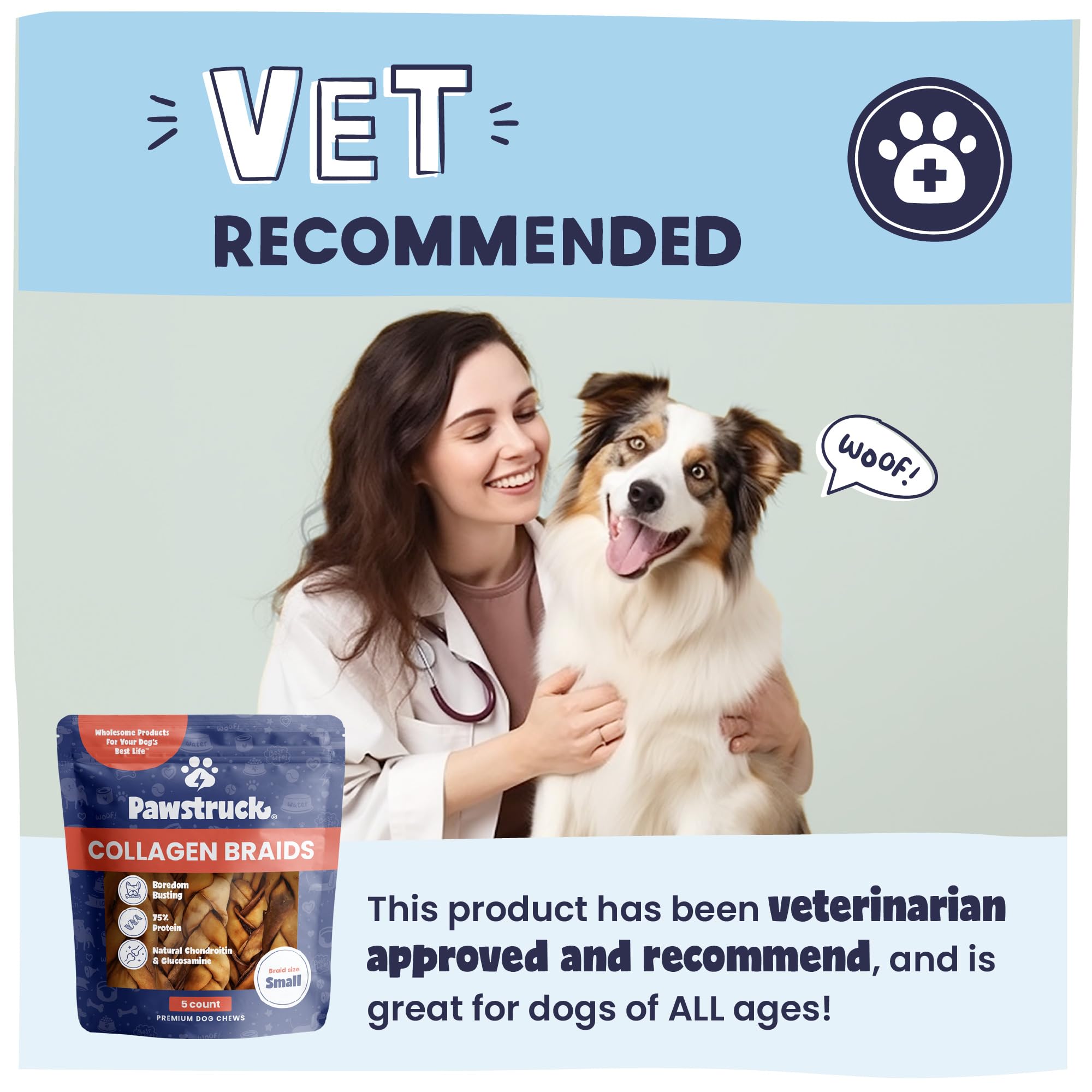 Pawstruck collagen braids meaty scent dogs love during chews.