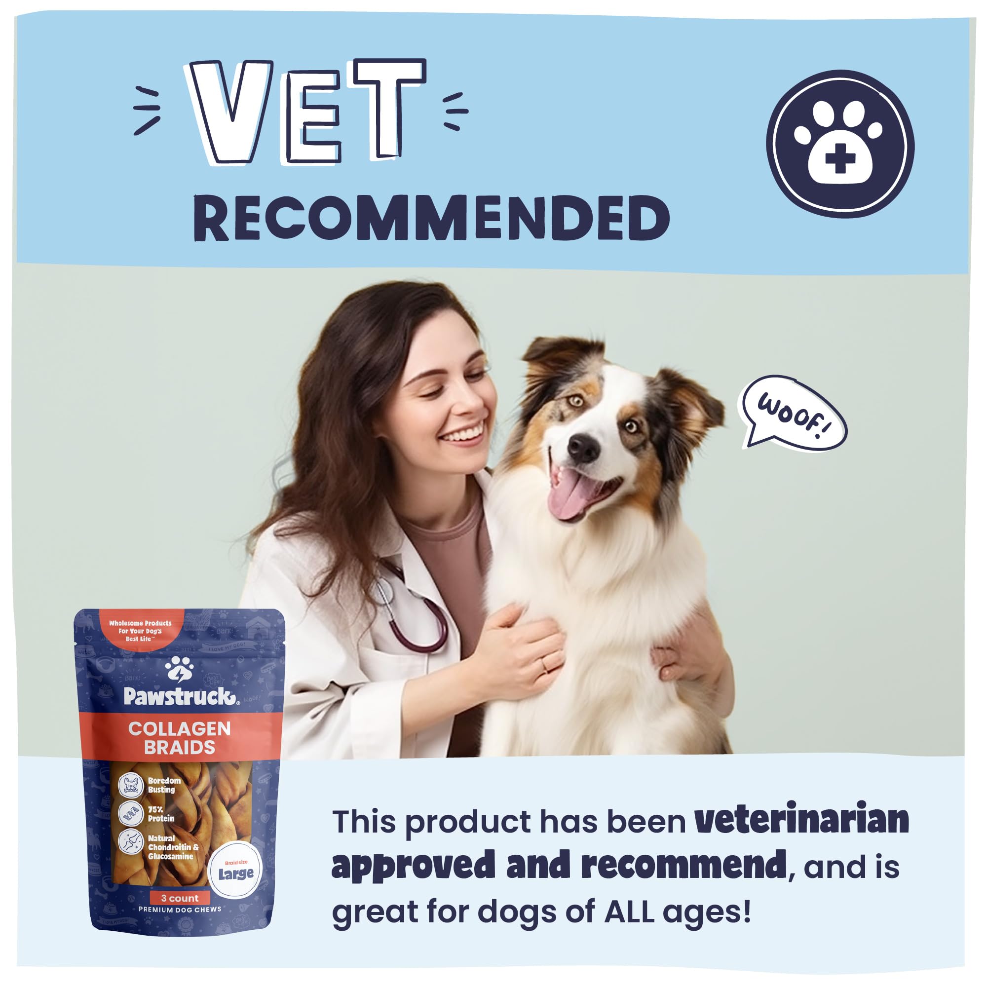 Pawstruck collagen braids rawhide alternative visual.