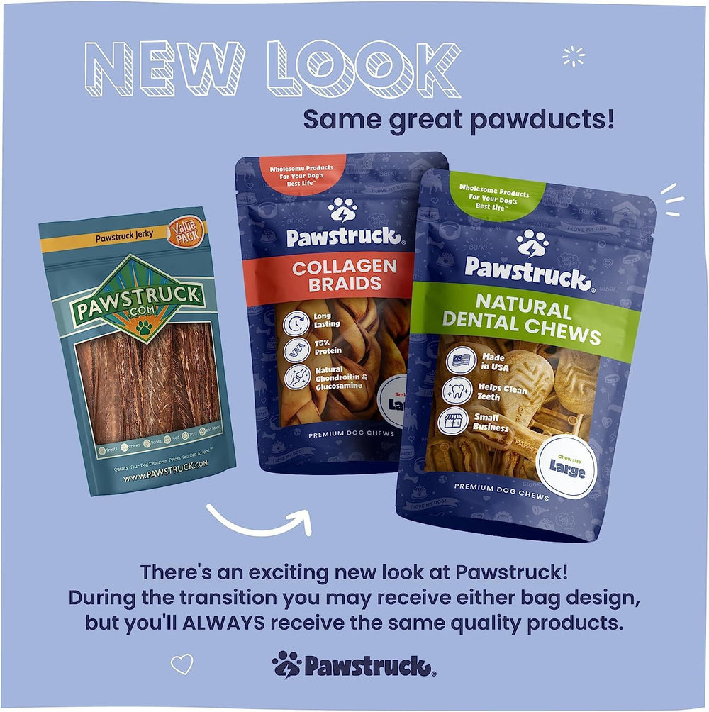 Pawstruck collagen sticks closeup with meaty scent dogs love.