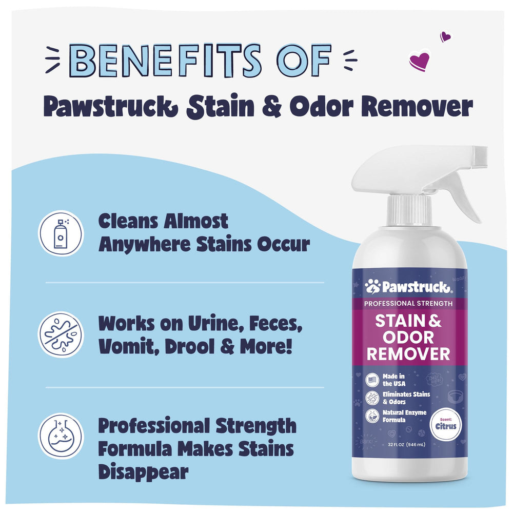 Pawstruck enzyme cleaner targets urine stains to freshen carpets.
