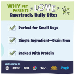 Pawstruck free-range beef pizzle chews, single-ingredient snack.