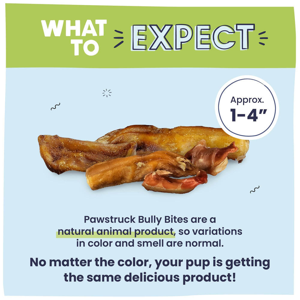 Pawstruck grass-fed beef bully bites, high-protein bite-sized treats.