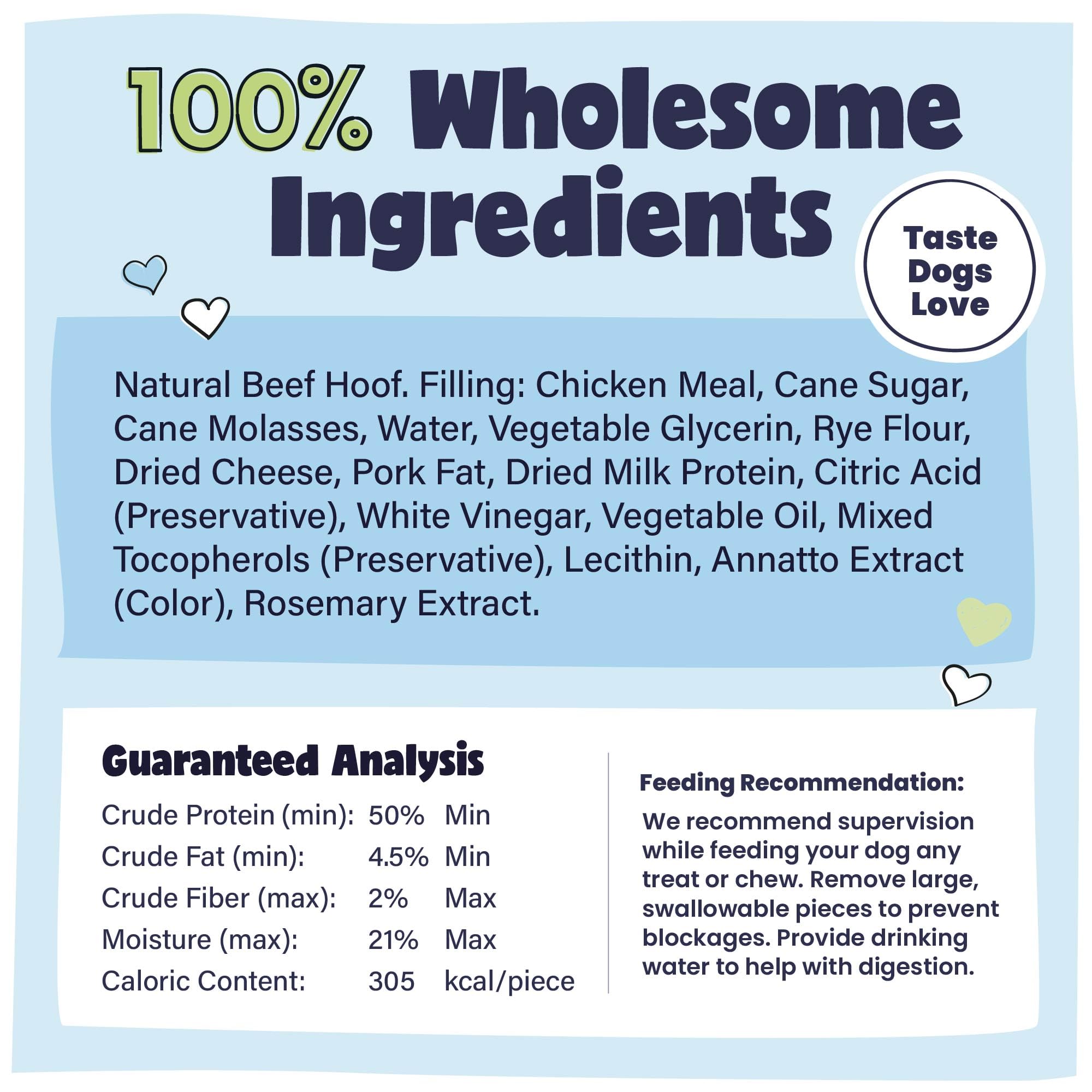 Pawstruck high-quality-filled cow hoof closeup demonstrates trusted, premium dog treat