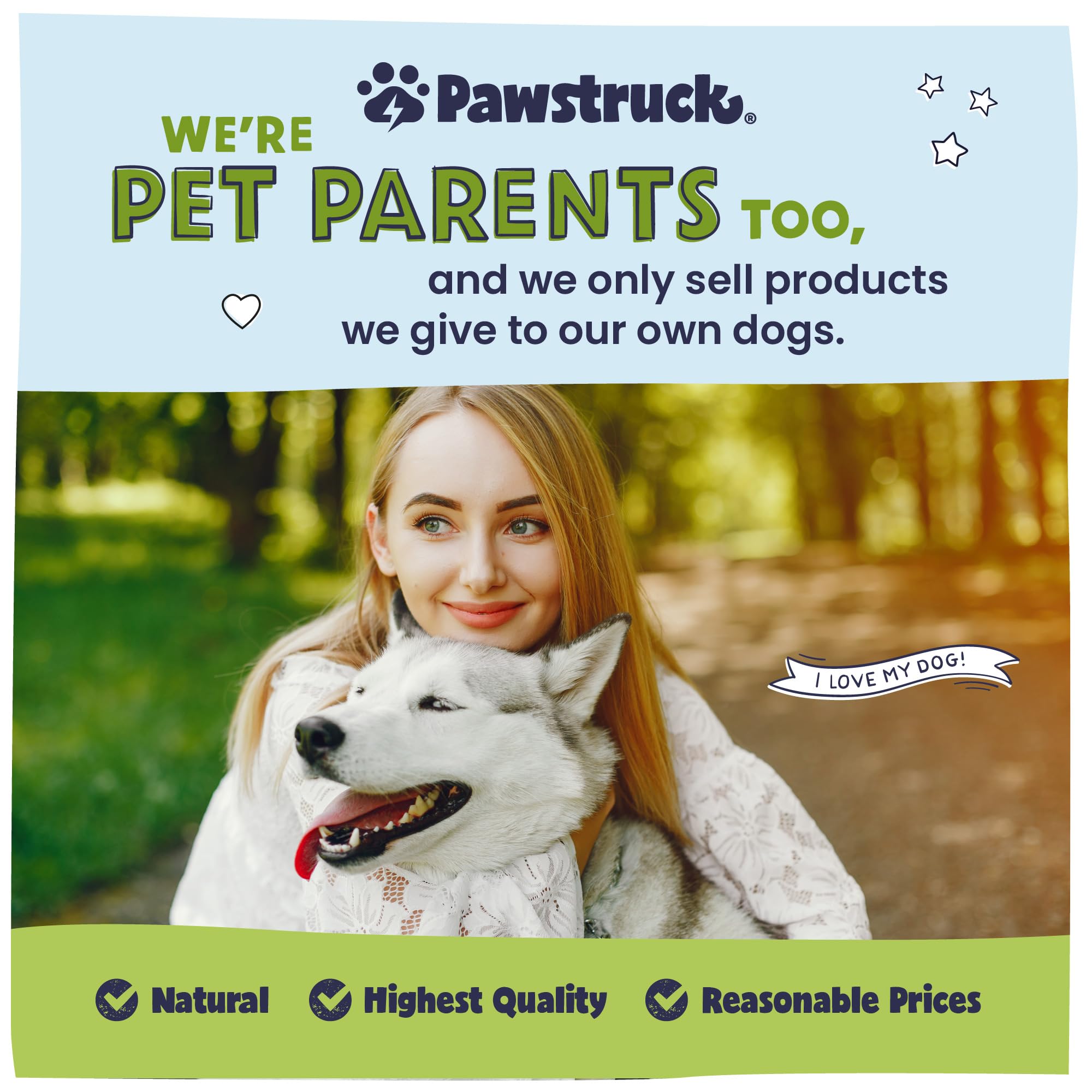 Pawstruck: ingredientes naturales en cada tira para cuidado diario.