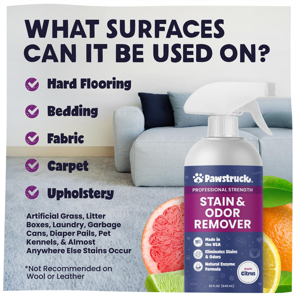 Pawstruck made-in-USA plant-based formula for pet-friendly cleaning.