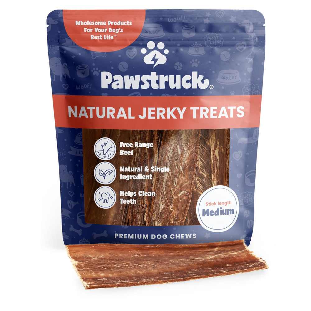 Pawstruck: tiras de carne de res premium listas para premiar durante el entrenamiento.