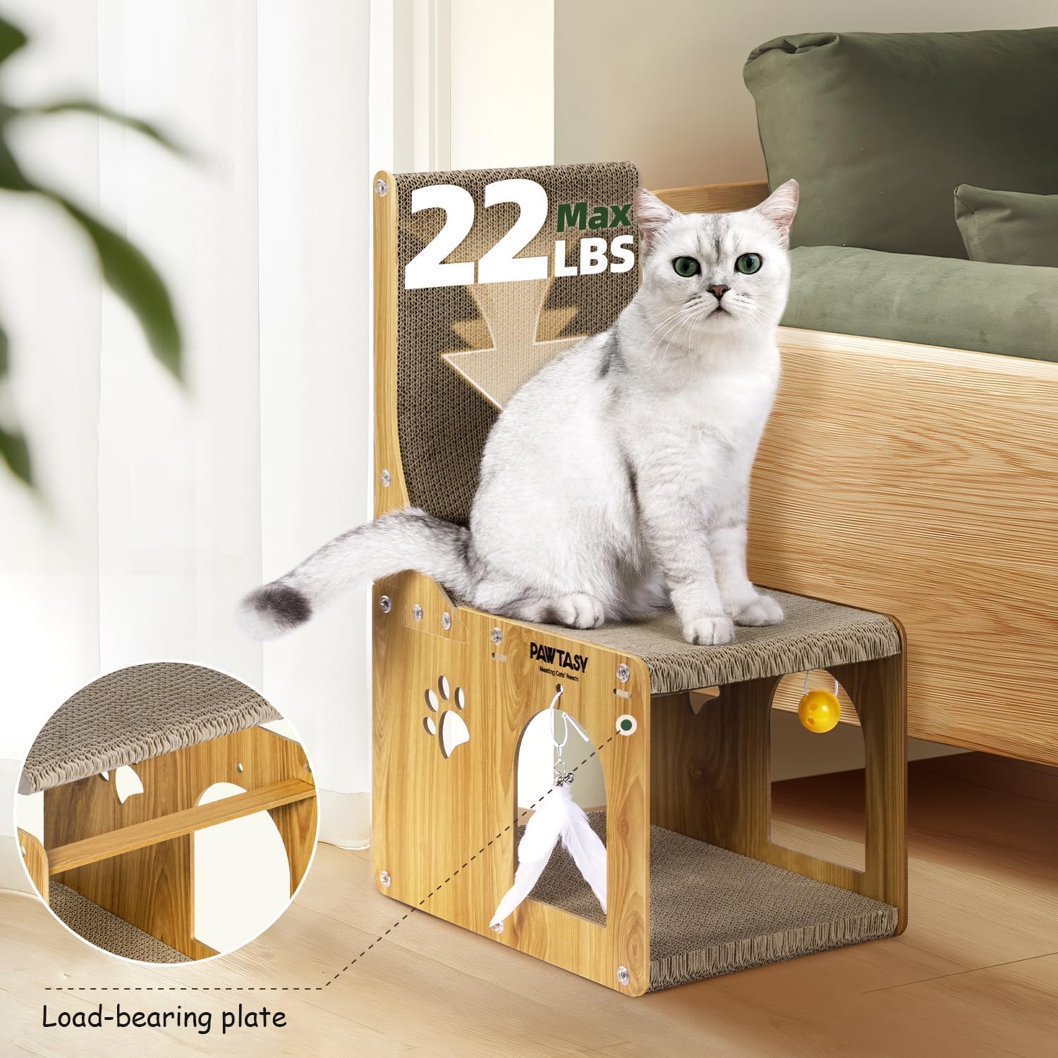 Pawtasy cat-scratcher-feather-attachment enhances hunting-inspired play and curiosity.
