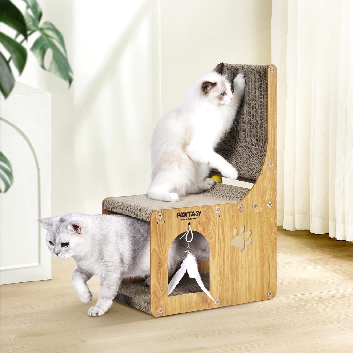 Pawtasy cat-scratcher-pad-front view shows durable cardboard and inviting scratch surface.