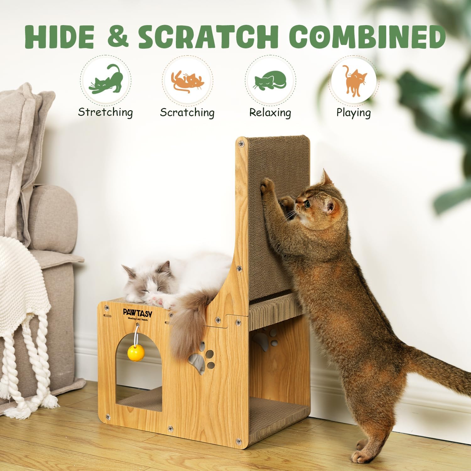 Pawtasy cat-scratcher-pad-side view highlights sturdy construction for durable daily scratching.