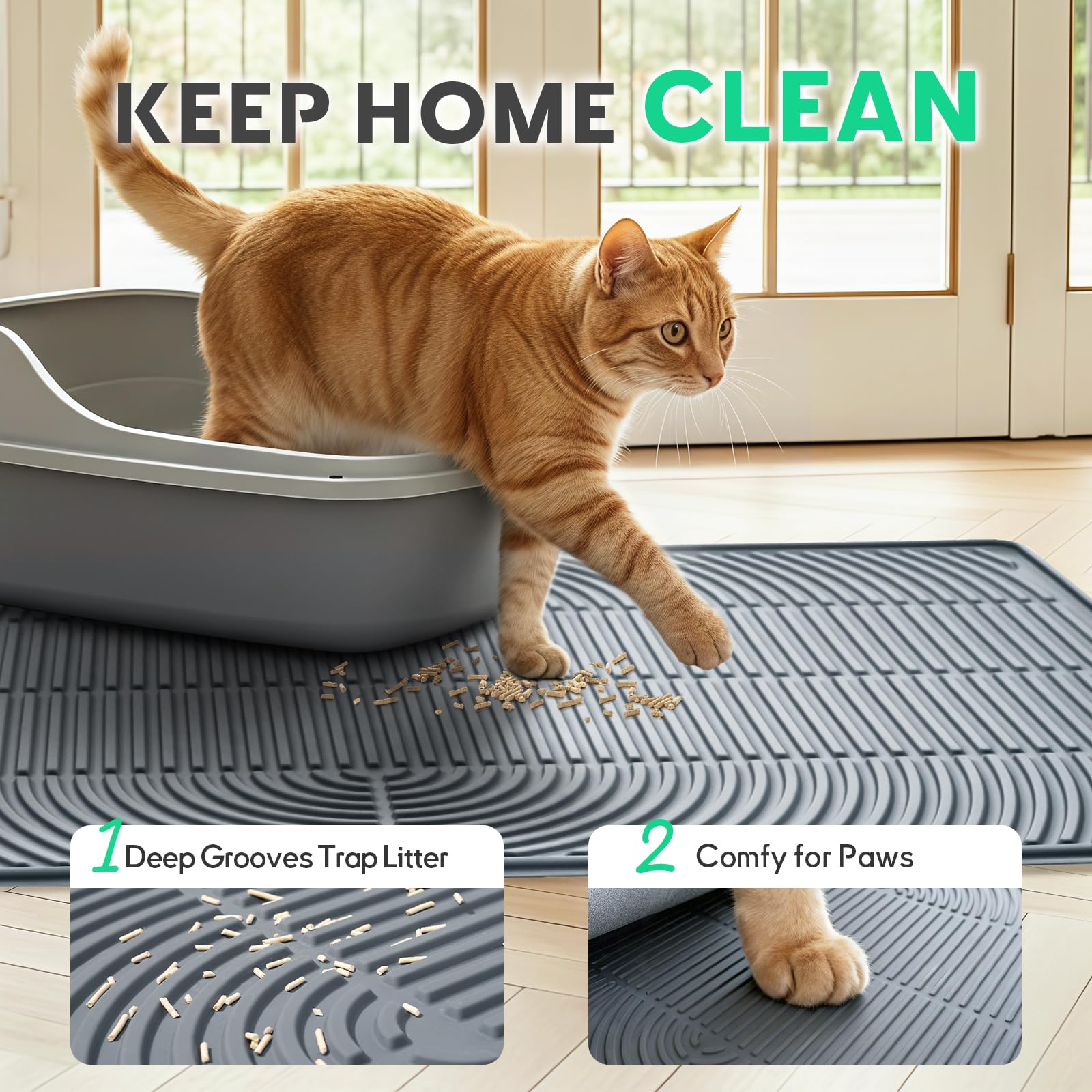 Pawtasy silicone litter mat with soft paws supports gentle cat comfort.