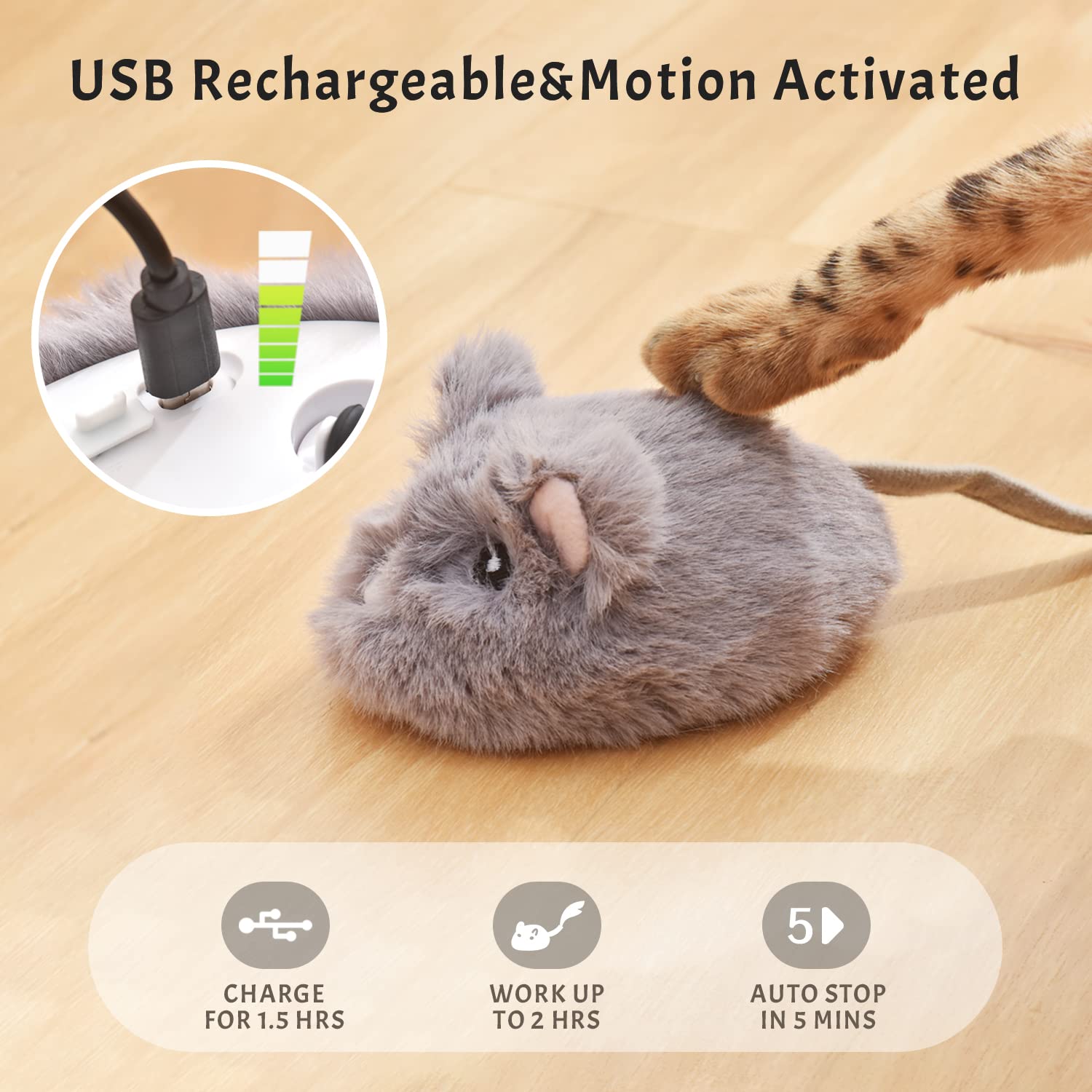Pawthquake automatic cat toy 360 rotation captures dynamic hunting-inspired motion for curiosity.