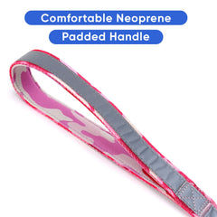 Pawtitas camo pink dog leash 6ft-length for flexible training and exploration.
