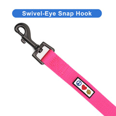 Pawtitas pink leash closeup shows stitching for ripstop nylon durability.