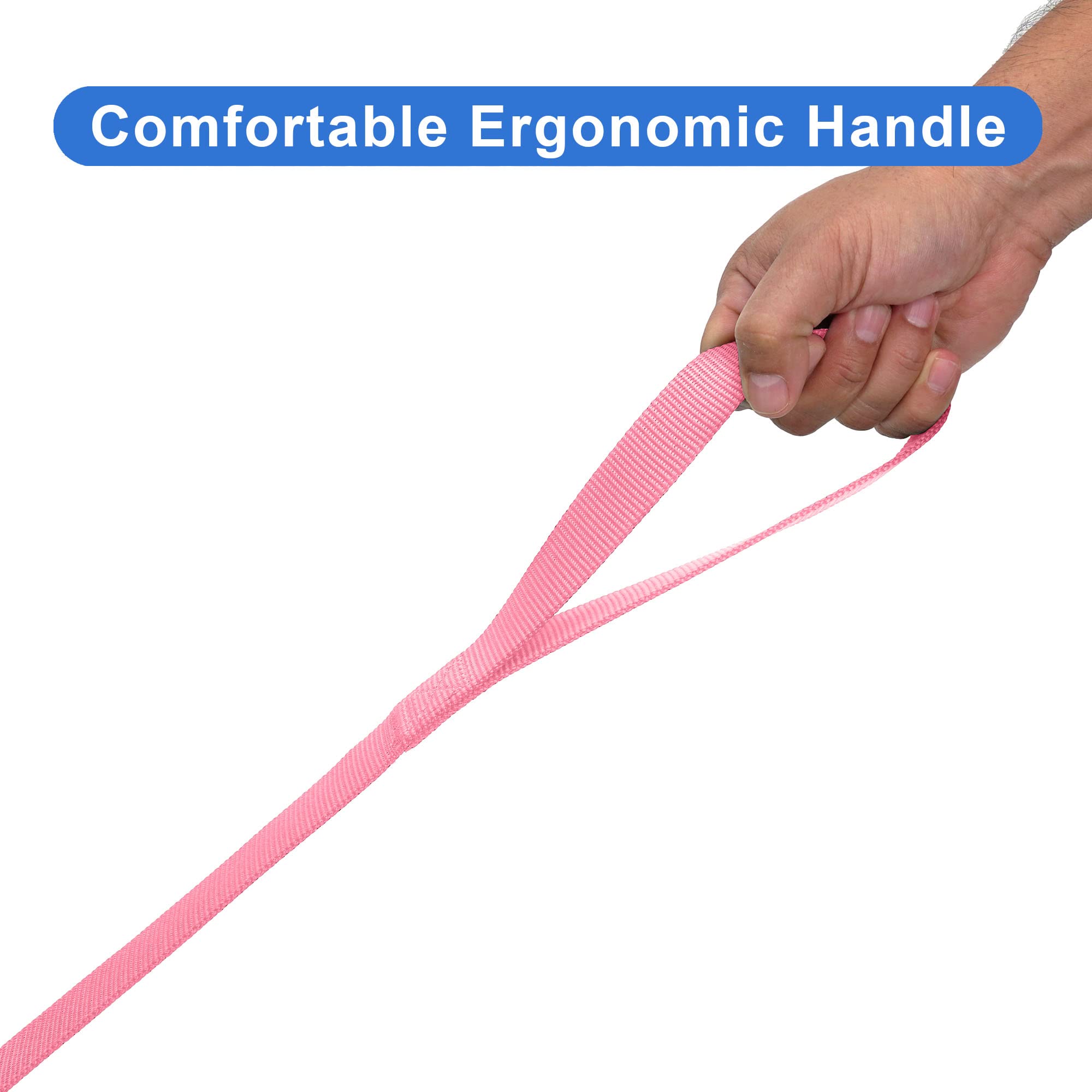 Pawtitas millennial pink leash in action during a sunny dog walk.
