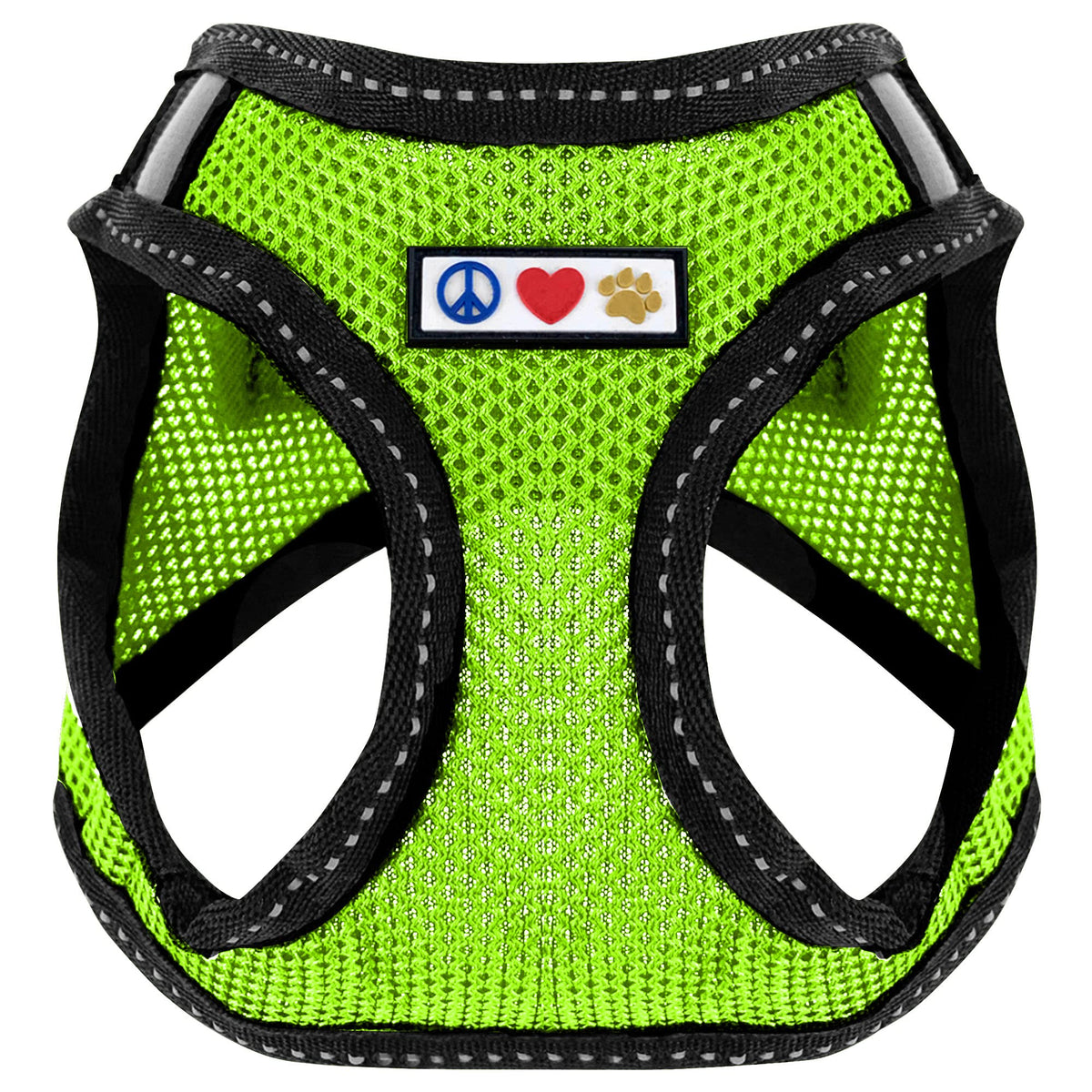 Pawtitas XXS green mesh harness front view for tiny dogs and cats