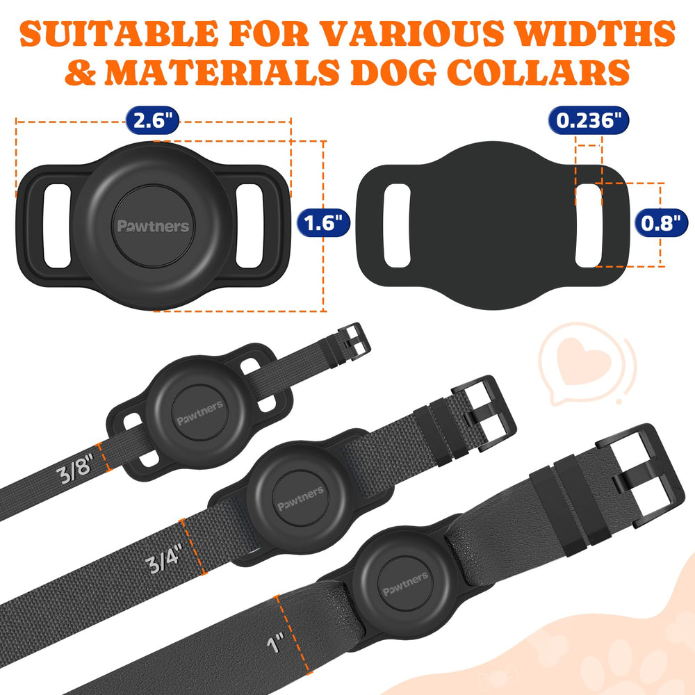 Pawtners AirTag dog collar holder soft silicone ears prevent snagging on collar.