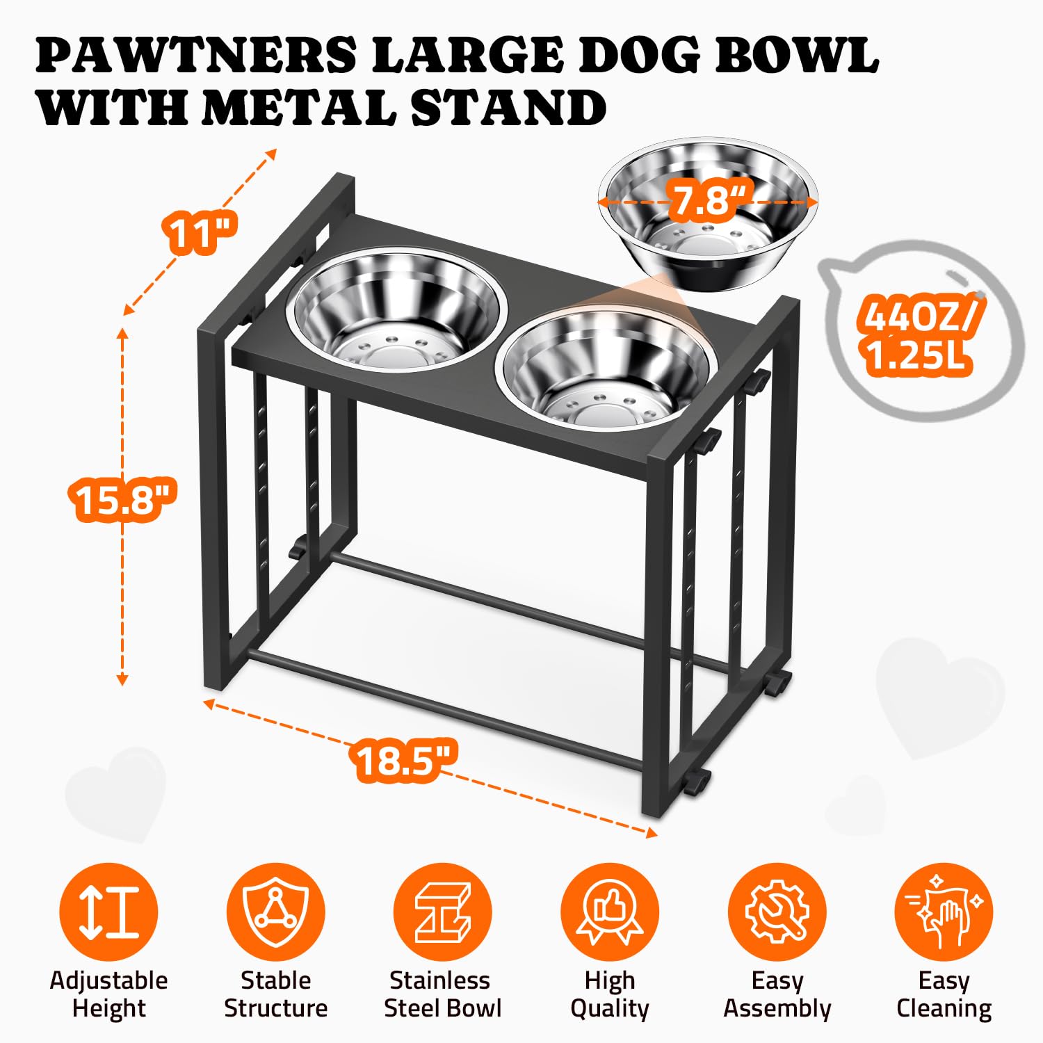 Pawtners black metal stand offers durable, sleek design.