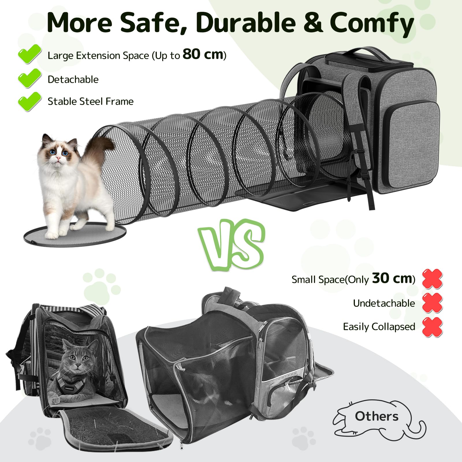 Pawtners cat backpack four-sided breathable mesh windows promote airflow