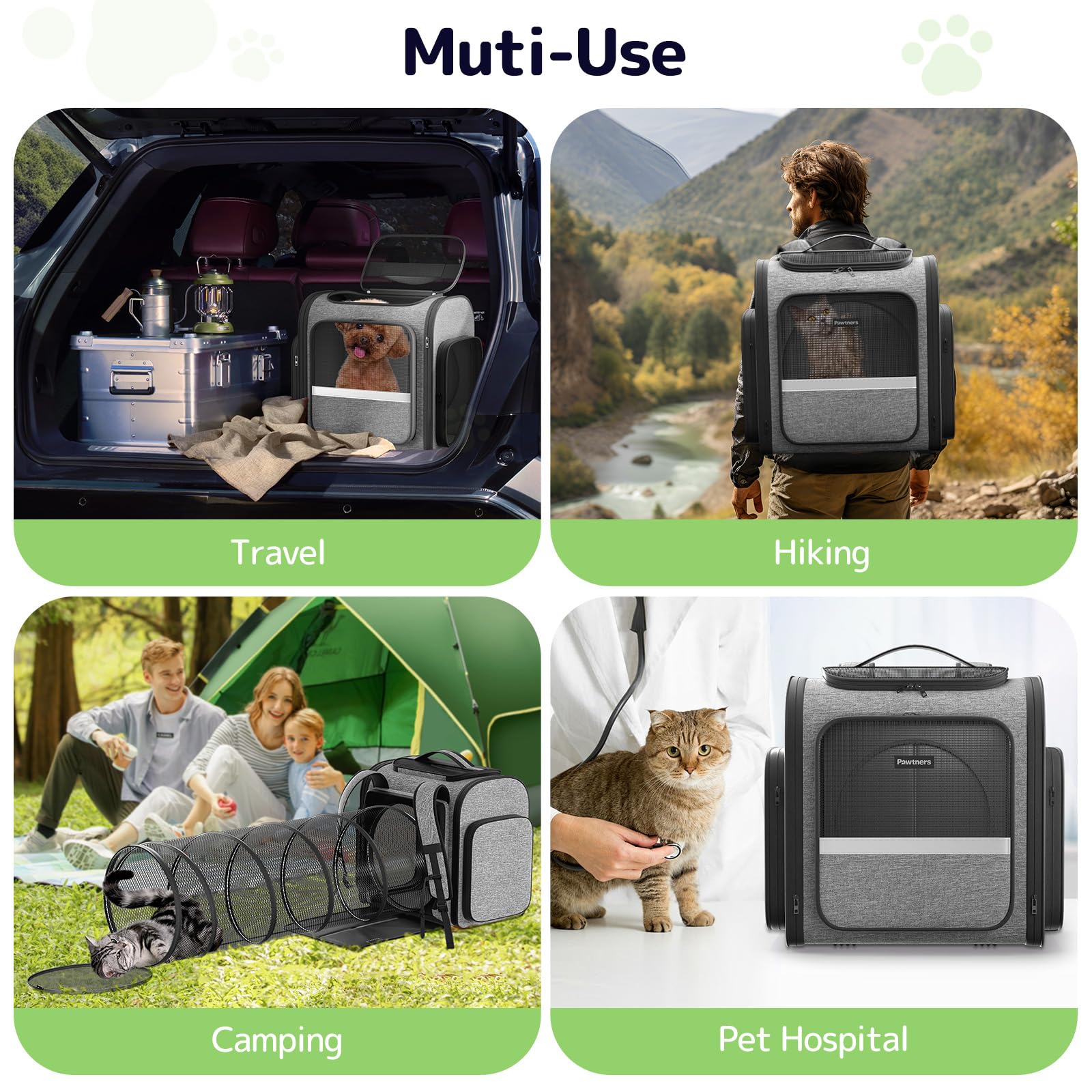 Pawtners cat backpack chest buckles keep the carrier stable