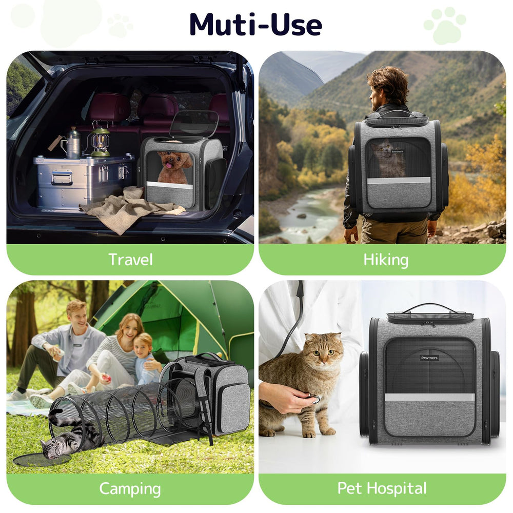 Pawtners cat backpack chest buckles keep the carrier stable