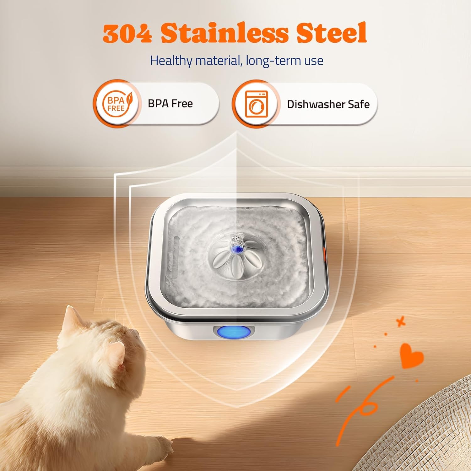 Pawtners ultra-quiet pump operates below 30 dB for calm hydration.