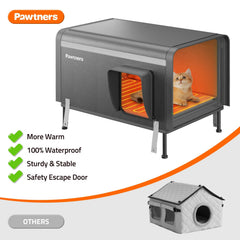 Pawtners cat house escape door with clear window for safety and visibility.