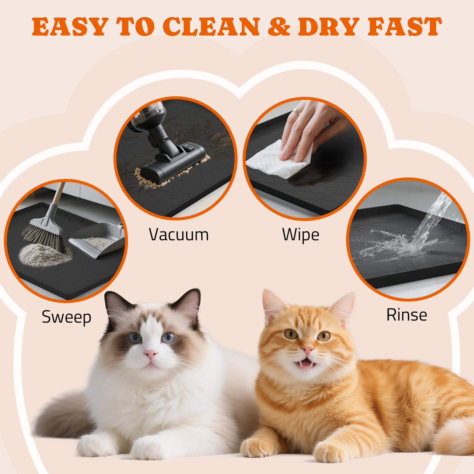 Pawtners litter mat is easy to rinse and quick-dry for reuse.