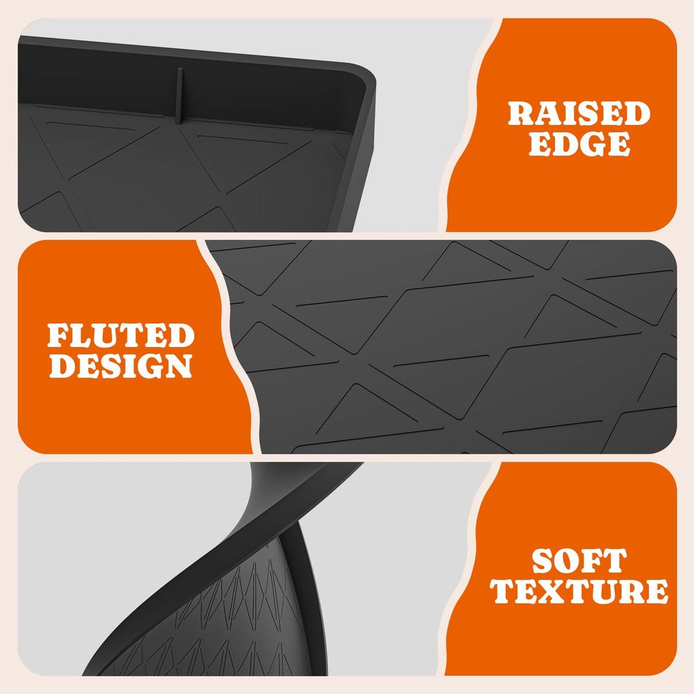 Pawtners cat litter mat with raised edges contains spills and prevents seepage.