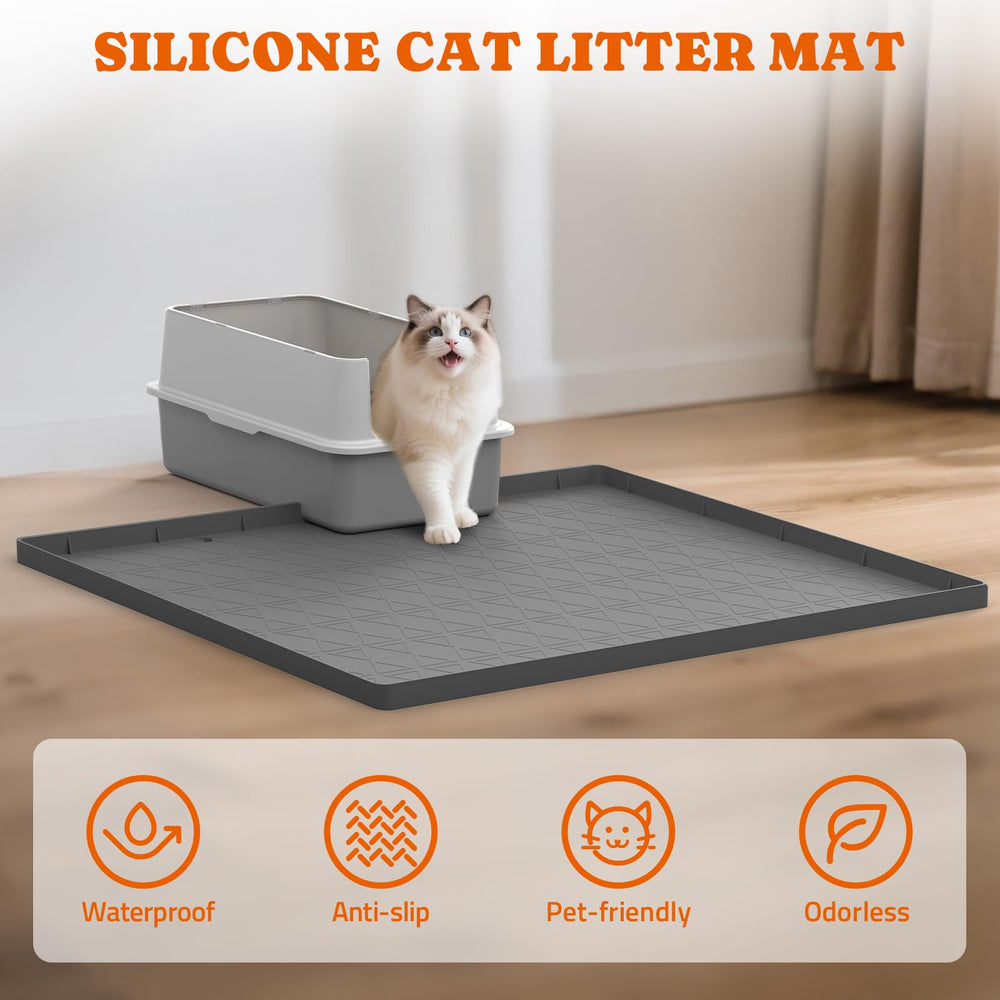 Pawtners waterproof mat with raised edges protects floors from spills and stains
