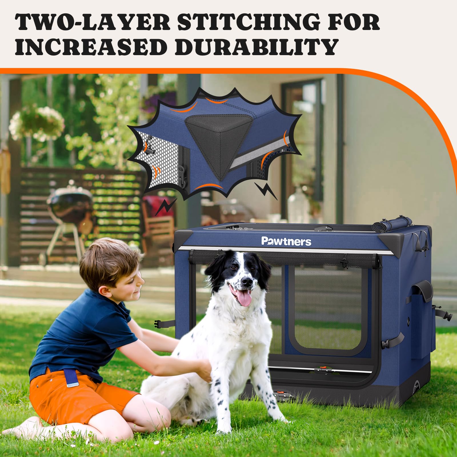 Pawtners collapsible dog crate 360-degree-visibility lets you monitor your dog easily.