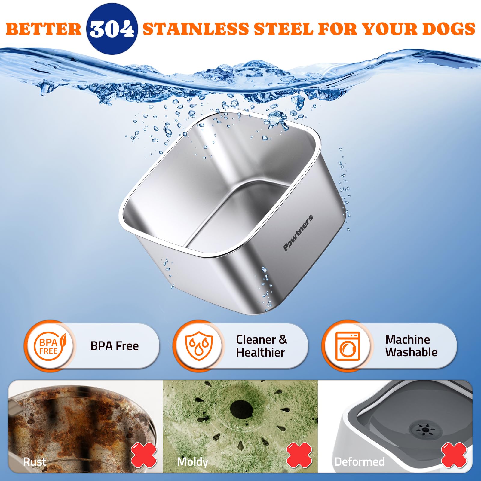 Pawtners activated carbon filter removes odors and traps debris for fresher water.