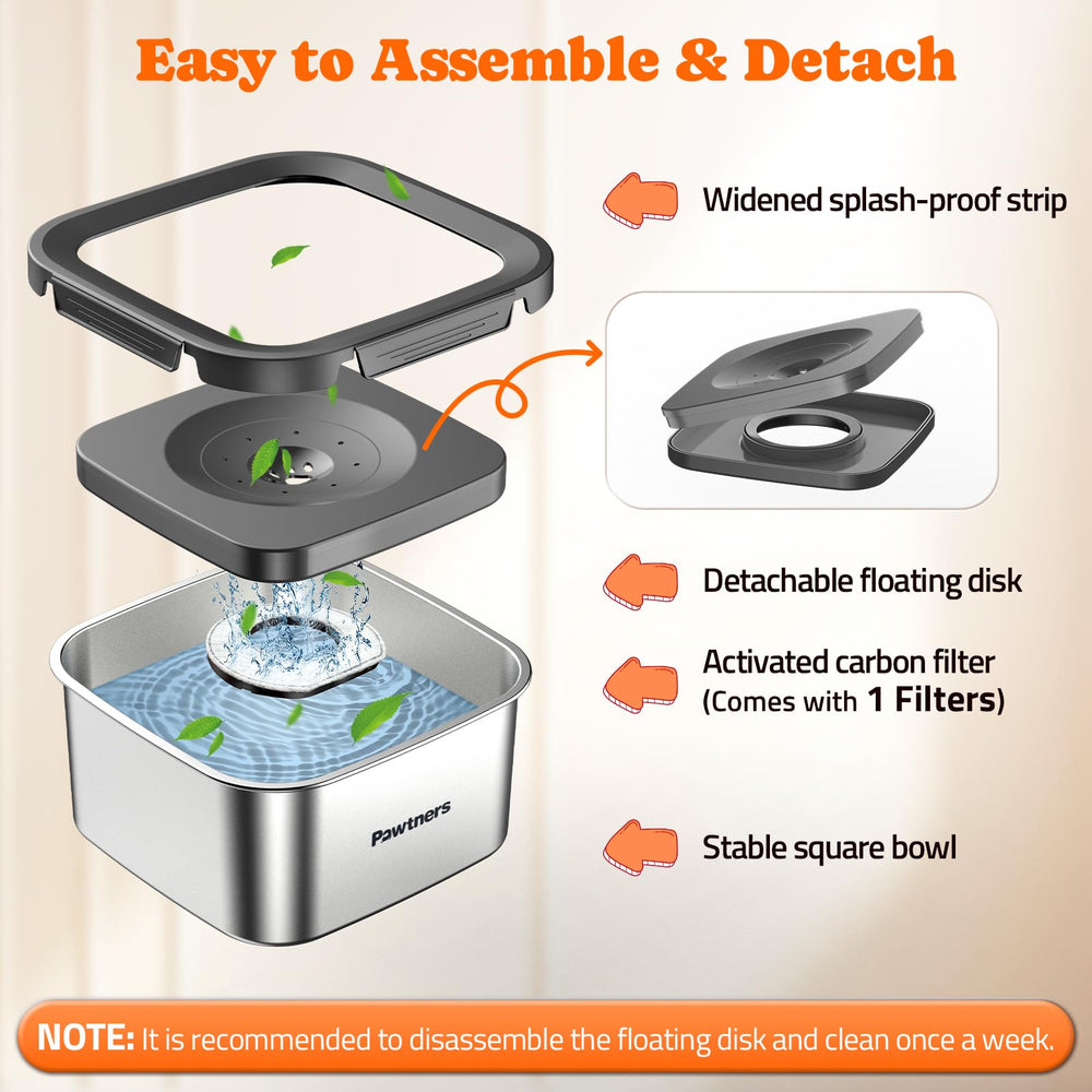 Pawtners anti-slip base keeps the bowl steady on any surface.