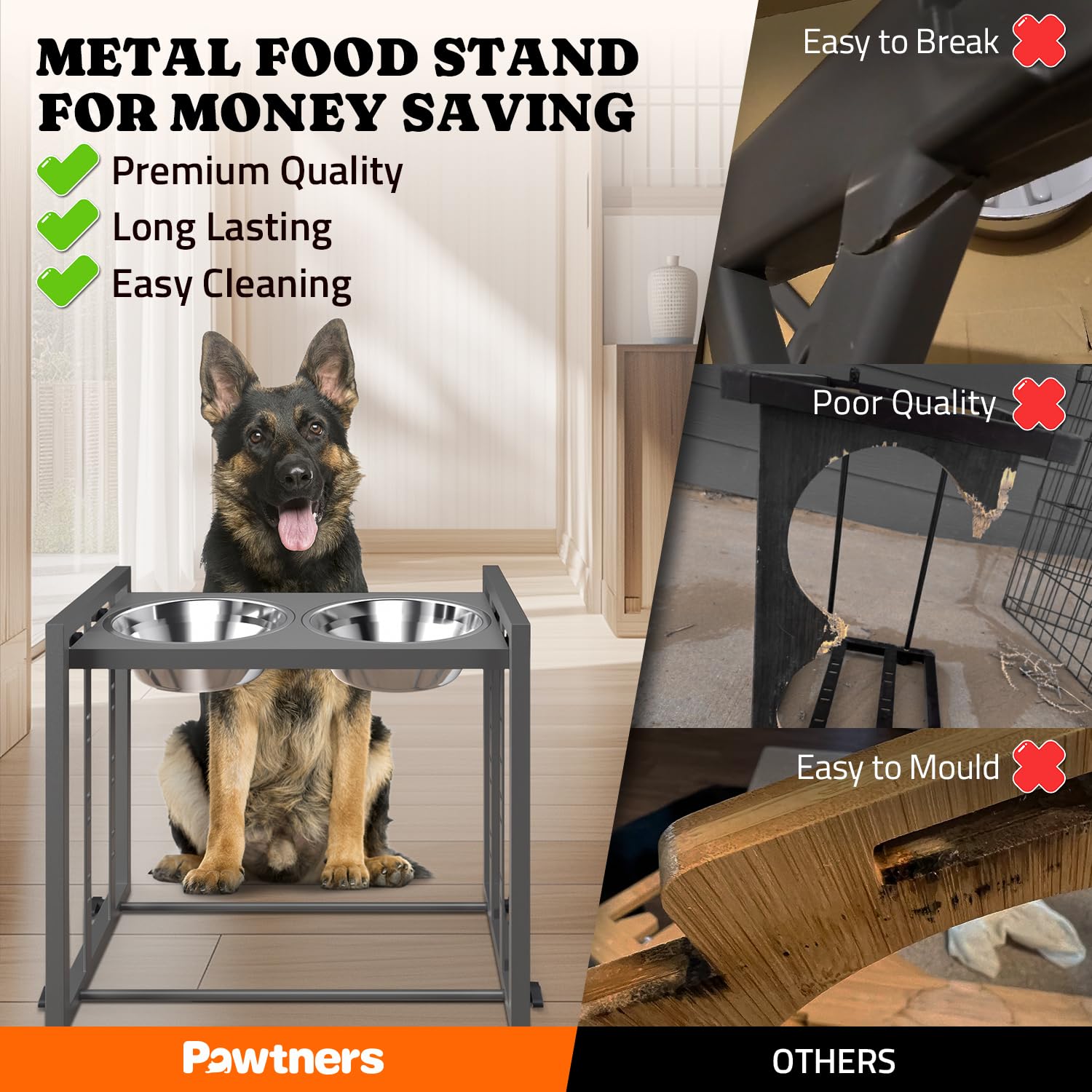 Pawtners tool-free assembly promotes quick setup for stress-free feeding.