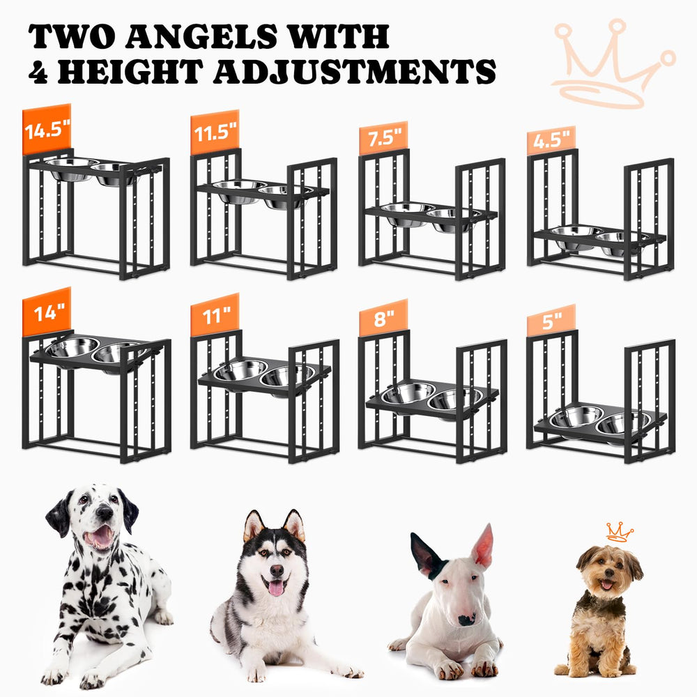 Pawtners elevated dog bowl stand with stainless bowls for durable, easy cleaning.