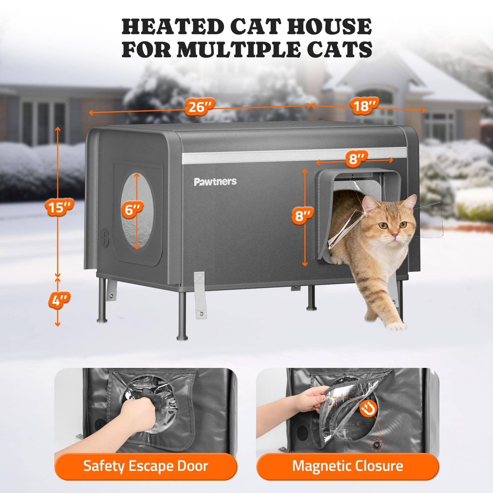 Pawtners elevated feet with adjustable legs protect from moisture and uneven ground.