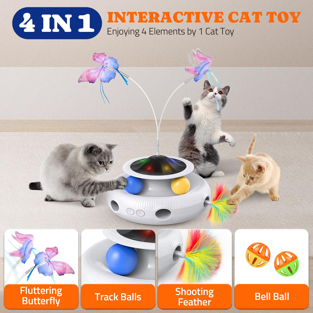 Pawtners Interactive Cat Toy trackballs: rolling tracks challenge coordination and chasing.