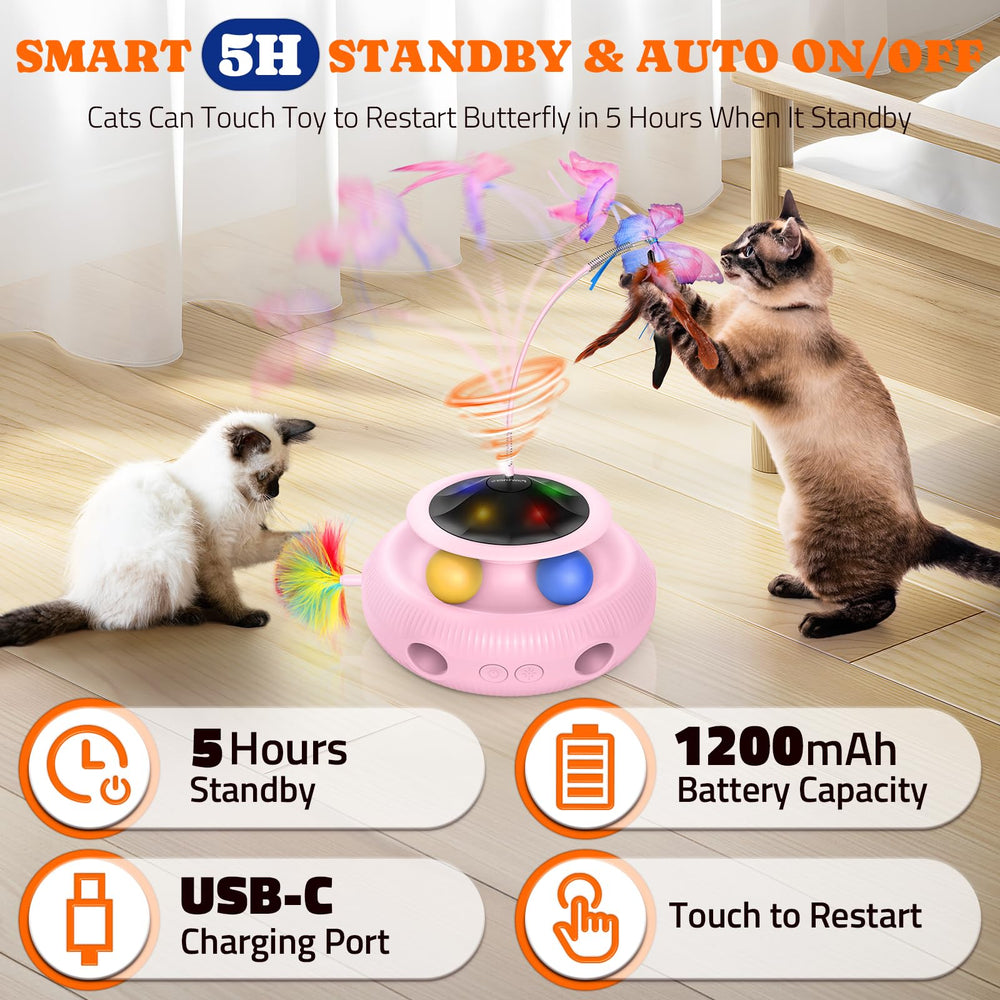 Pawtners rechargeable battery powered kitty toy charges via USB-C for cordless fun