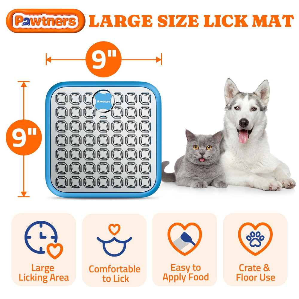 Pawtners lick mat on crate setup for calm, focused chewing.