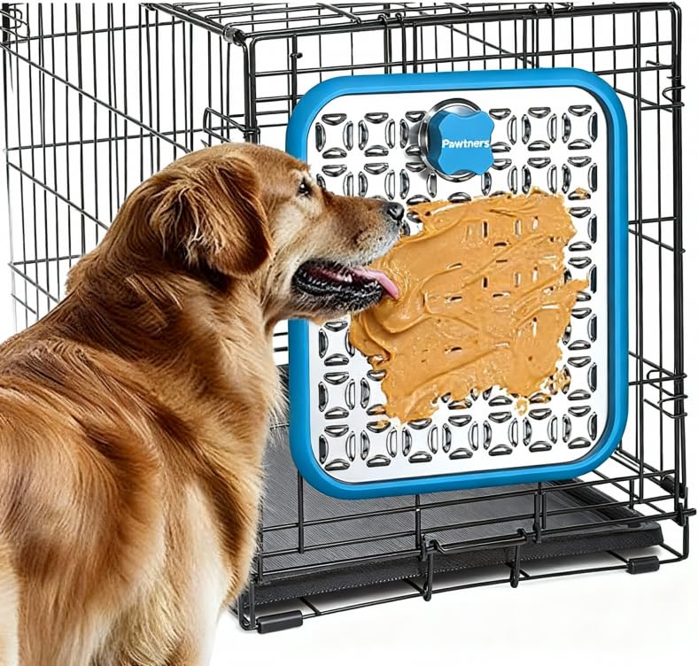 Pawtners lick mat scrub brush included for easy cleaning.