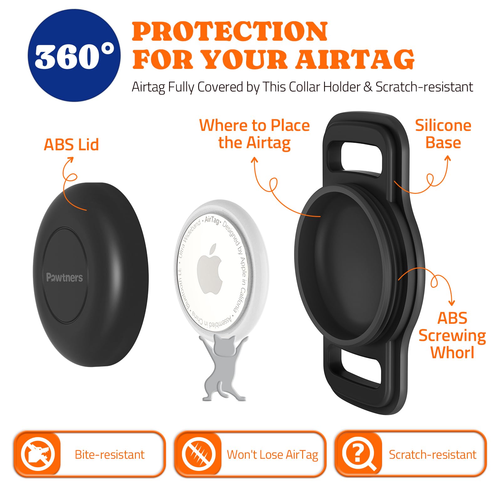 Pawtners versatile AirTag cover works on backpacks and travel gear