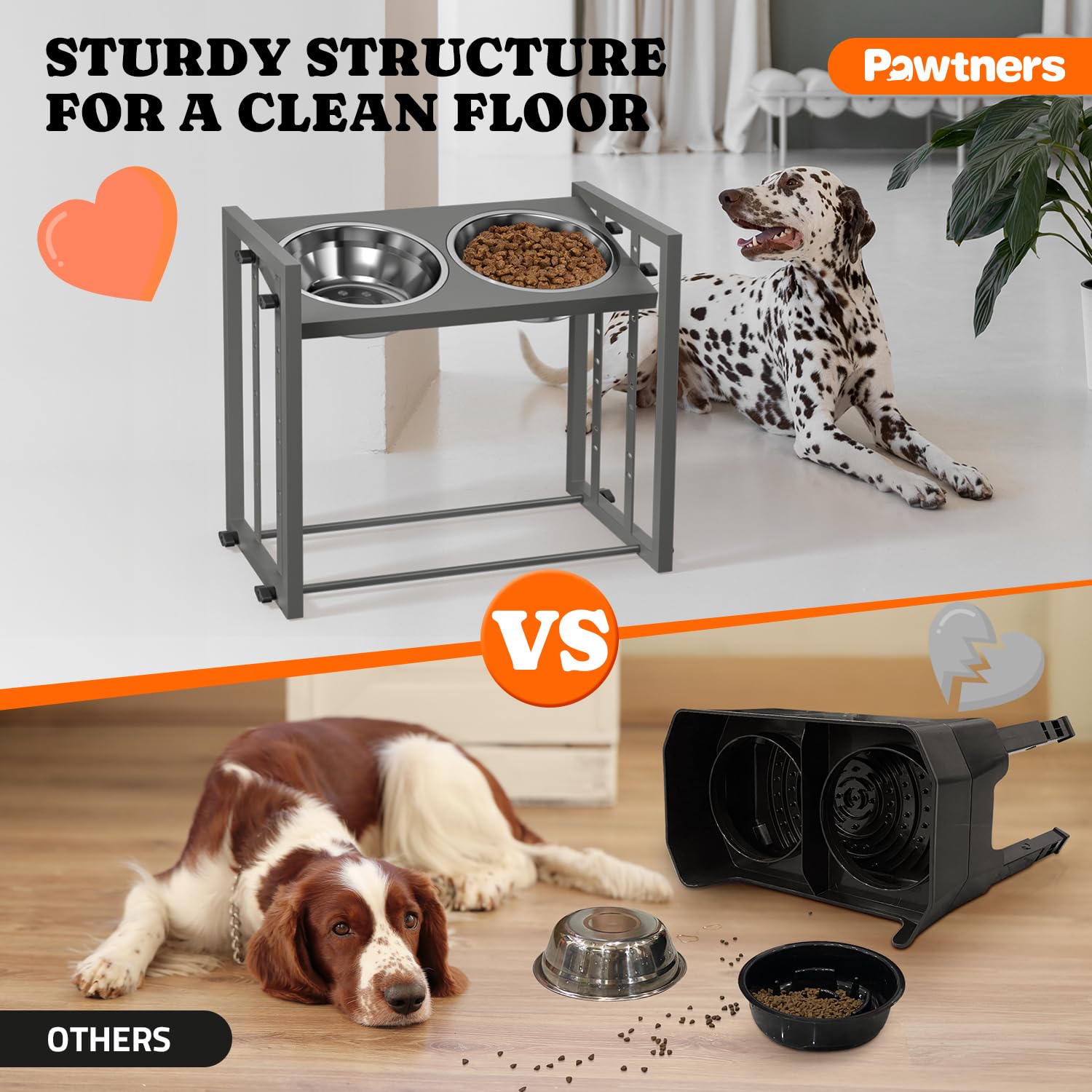 Pawtners shock-absorbing ring reduces bowl swing and noise during meals.