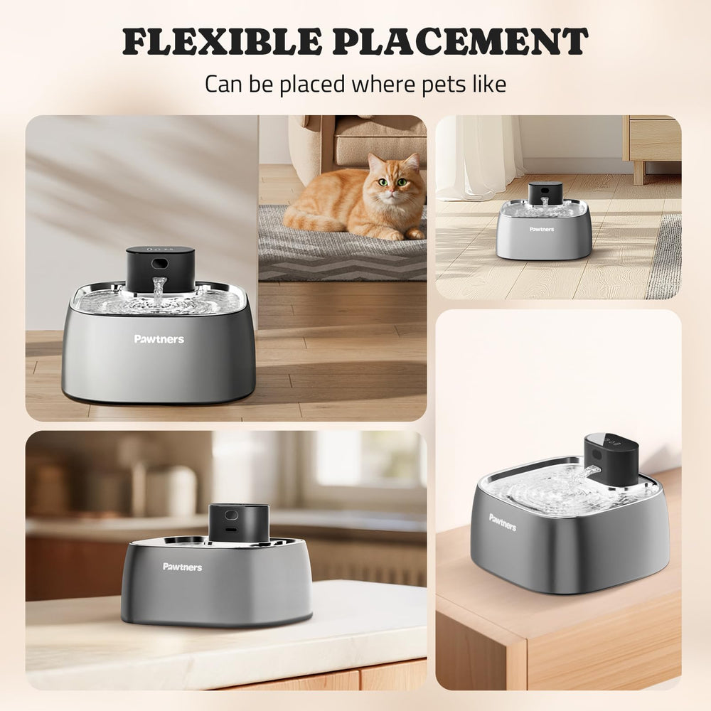 Pawtners water fountain smart indicator lit, real-time status helps monitor hydration.