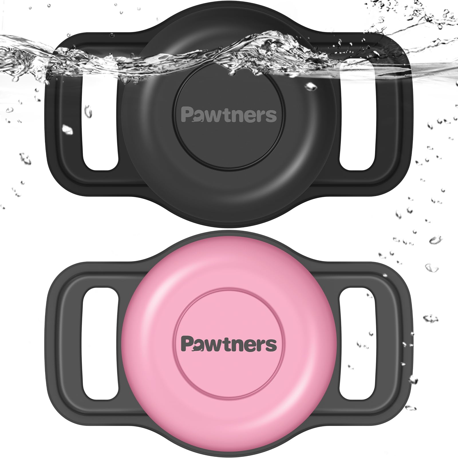 Pawtners waterproof AirTag dog collar holder keeps AirTag secure on collars during outdoor play